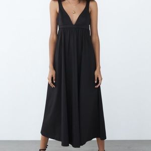 Zara Poplin Dress Black Small